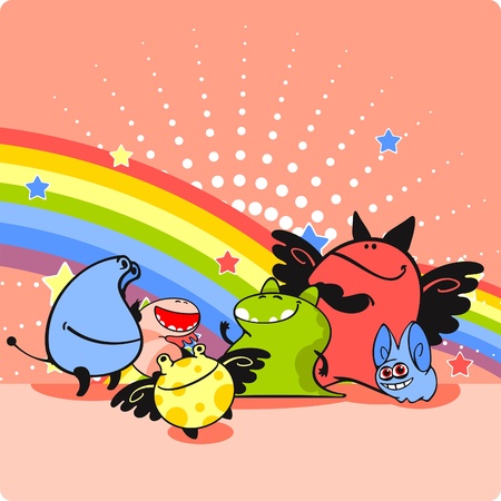 Group of happy monstersのイラスト素材