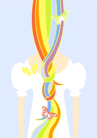 Girl with a rainbow hairのイラスト素材