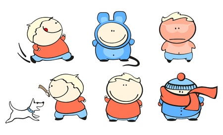 Funny kids #42 - chubby boy setのイラスト素材