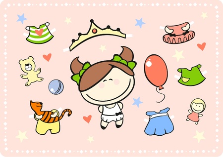 Paper doll - little girlのイラスト素材