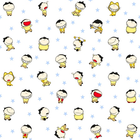 Seamless pattern with cute cartoon boysのイラスト素材