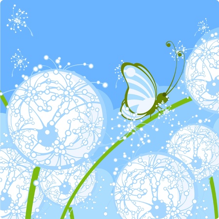 Dandelions and butterflyのイラスト素材