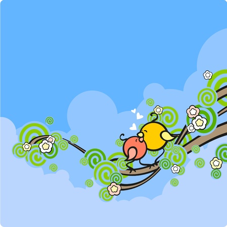 Birds coupleのイラスト素材