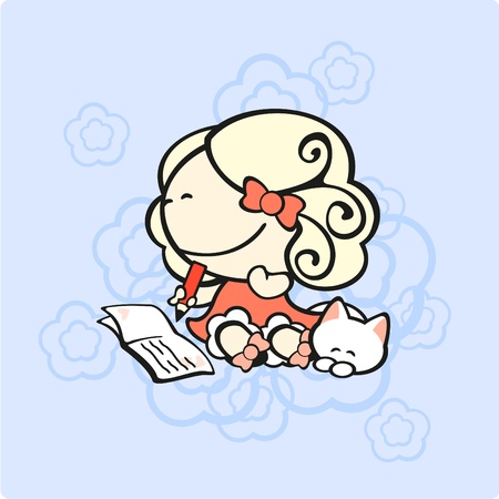 Diary girlのイラスト素材