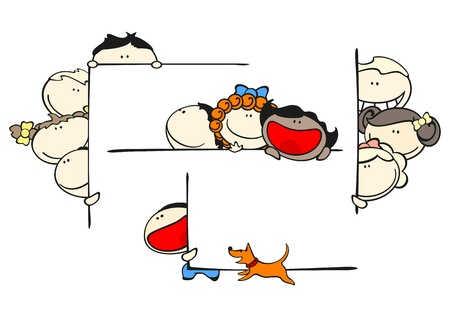 Set of images of funny kids on a white background #46, kids and framesのイラスト素材
