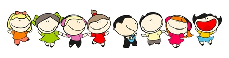 Set of images of funny kids on a white background #49, dance themeのイラスト素材