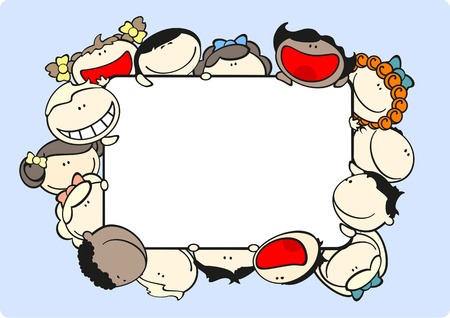 Horizontal frame with kidsのイラスト素材