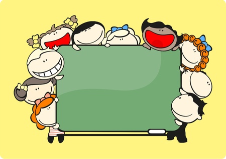 School theme card with children and space for your textのイラスト素材