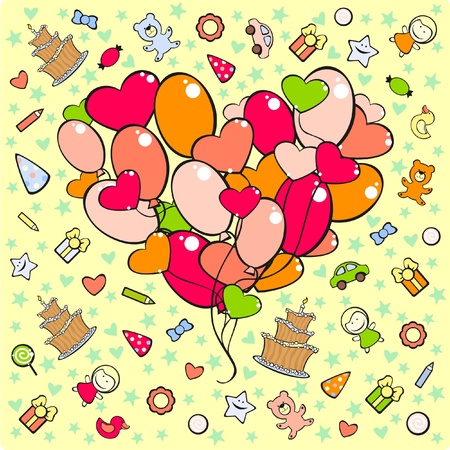 Set of birthday symbolsのイラスト素材