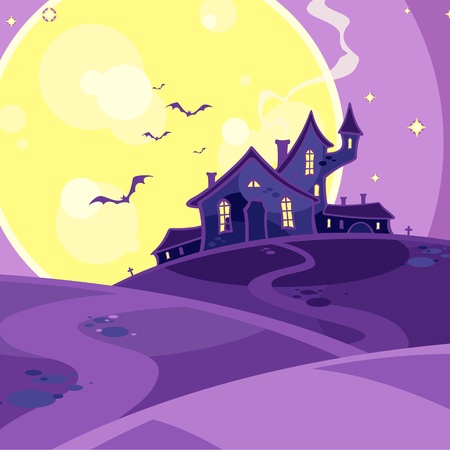 Scary house on a hillのイラスト素材
