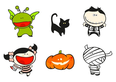 Funny kids #56 - halloween costumesのイラスト素材