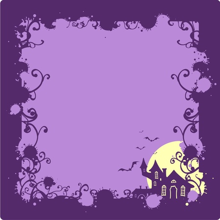 Halloween background with a scary house silhouetteのイラスト素材