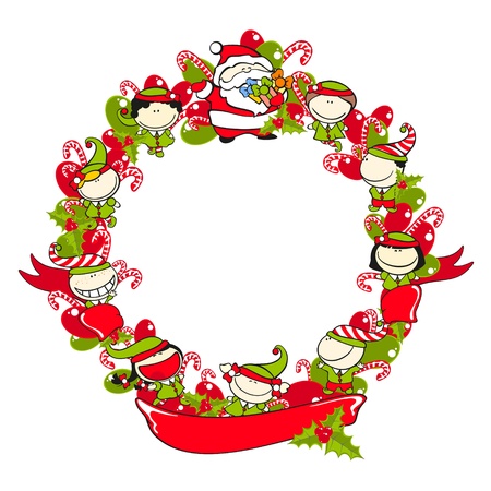 Christmas wreath with a ribbonのイラスト素材
