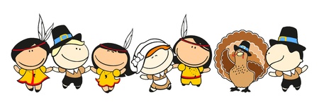 Funny kids #58 - thanksgiving day celebrationのイラスト素材