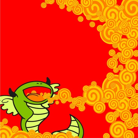 Cute green dragonのイラスト素材