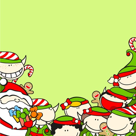 Christmas background with Santa Claus and elvesのイラスト素材