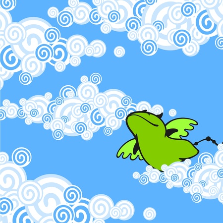 Cute green dragonのイラスト素材