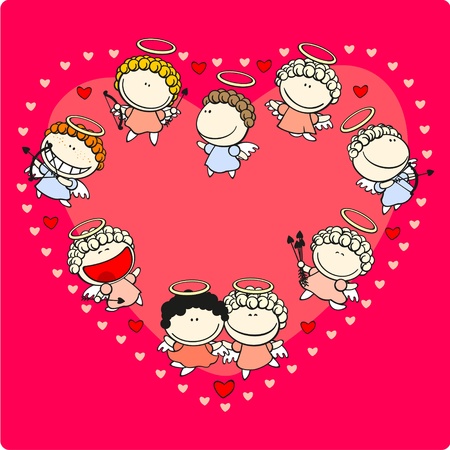 Valentine Day card with cupidsのイラスト素材
