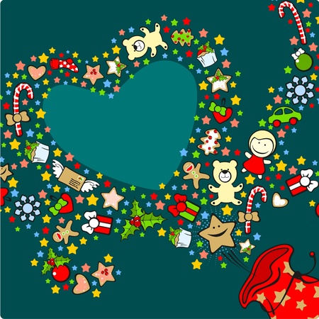 Christmas background with magic bag of Santa Claus, filled with presentsのイラスト素材