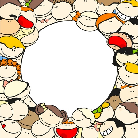 Background with funny kids, roundのイラスト素材