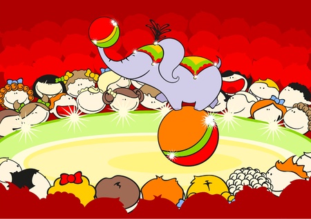 Circus performance with an elephantのイラスト素材