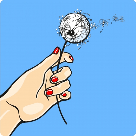 Female hand holding a dandelionのイラスト素材