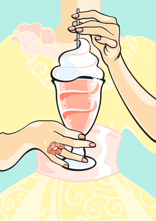 Girl with a cocktail in her handsのイラスト素材