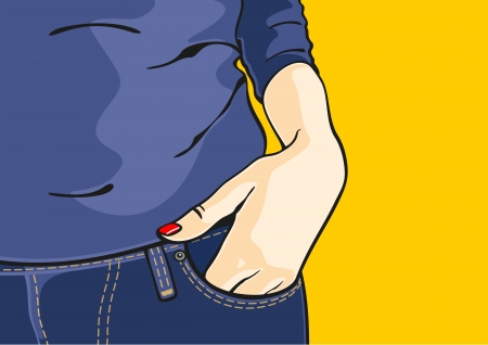 Girl with a hand in her jeans pocketのイラスト素材