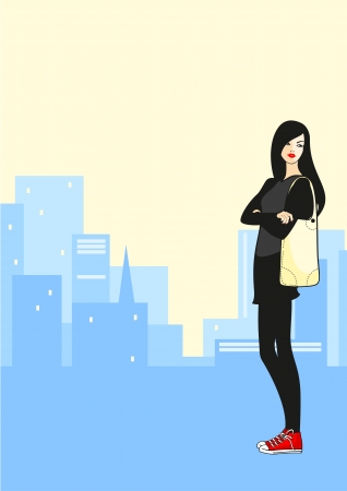 Girl in the cityのイラスト素材