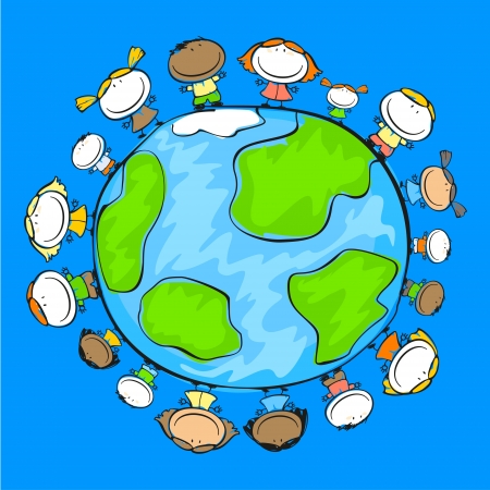People on the planetのイラスト素材