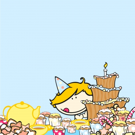 Birthday background with a boyのイラスト素材