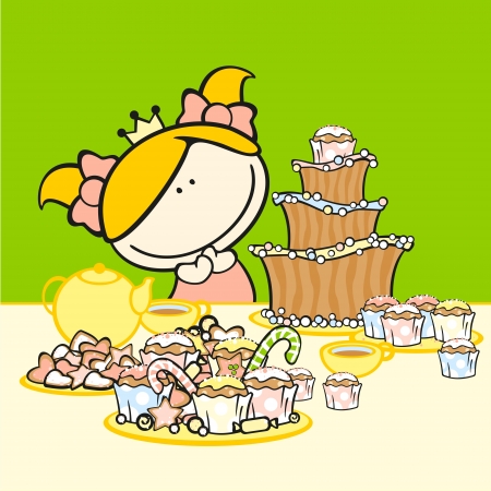 Birthday card with a girlのイラスト素材