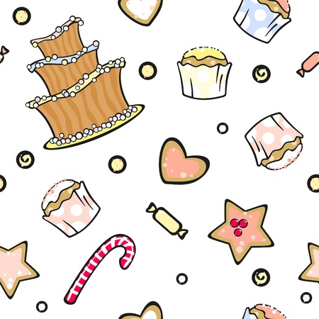 Seamless pattern with sweetsのイラスト素材