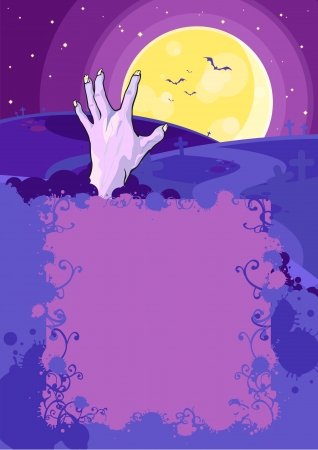 Halloween background with a hand in a graveのイラスト素材