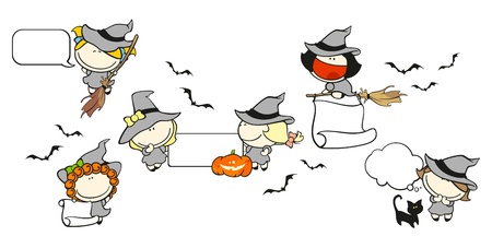 Funny kids #67 - Halloween backgrounds with witchesのイラスト素材
