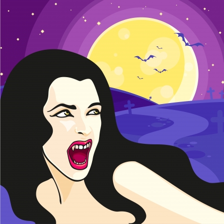 Beautiful vampire girl at a cemeteryのイラスト素材