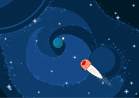 Cute monster comet flying to the Earthのイラスト素材