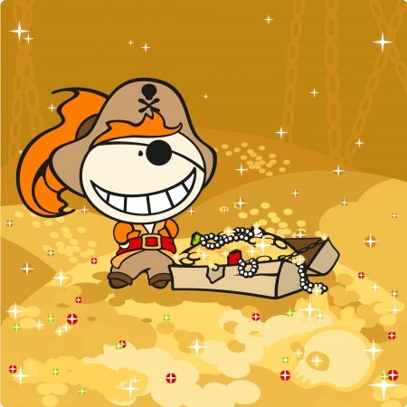 Cute pirate and treasuresのイラスト素材