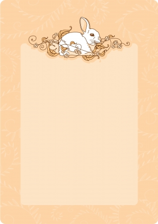 Retro style card with a bunnyのイラスト素材