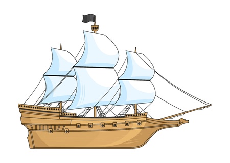 Historical ship isolated on whiteのイラスト素材