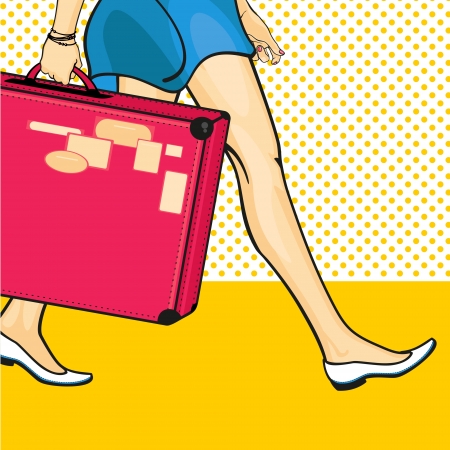 Travelling girl with a suitcaseのイラスト素材