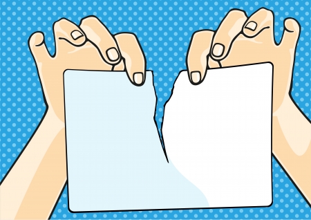 Hands tearing paperのイラスト素材