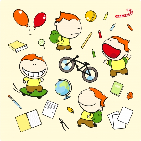 Funny kids - schoolboyのイラスト素材