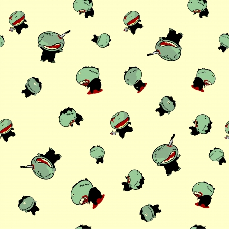 Seamless Halloween pattern with zombiesのイラスト素材