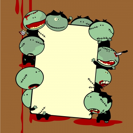 Funny zombies holding a bannerのイラスト素材