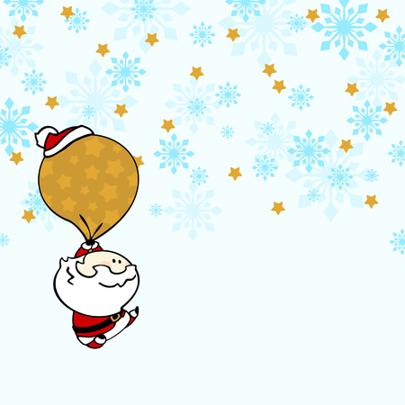 Christmas card with flying Santaのイラスト素材