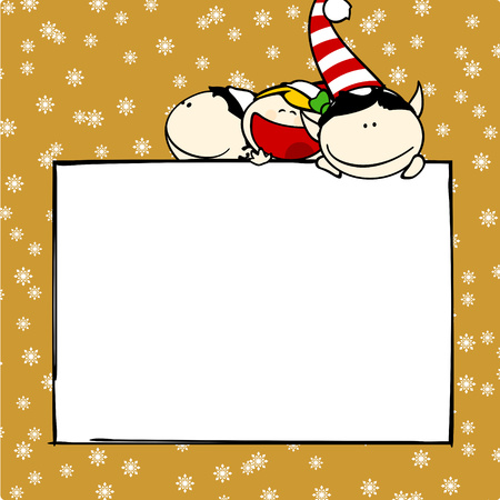 Christmas card with elvesのイラスト素材
