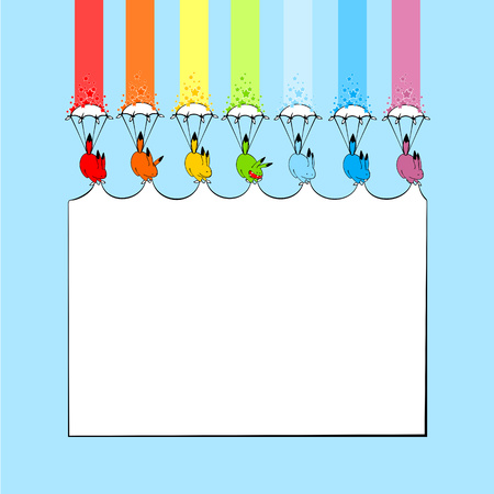 Cute background with rainbow monstersのイラスト素材