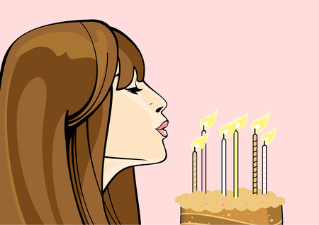 Girl with a birthday cakeのイラスト素材