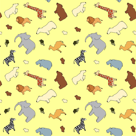 Seamless pattern with wild animalsのイラスト素材
